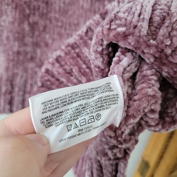 Orvis Chenille Purple Sweater L V-neck - Picture 4 of 6